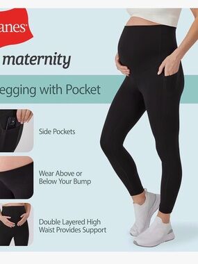 Hanes Maternity Black Side-Pocket Leggings
